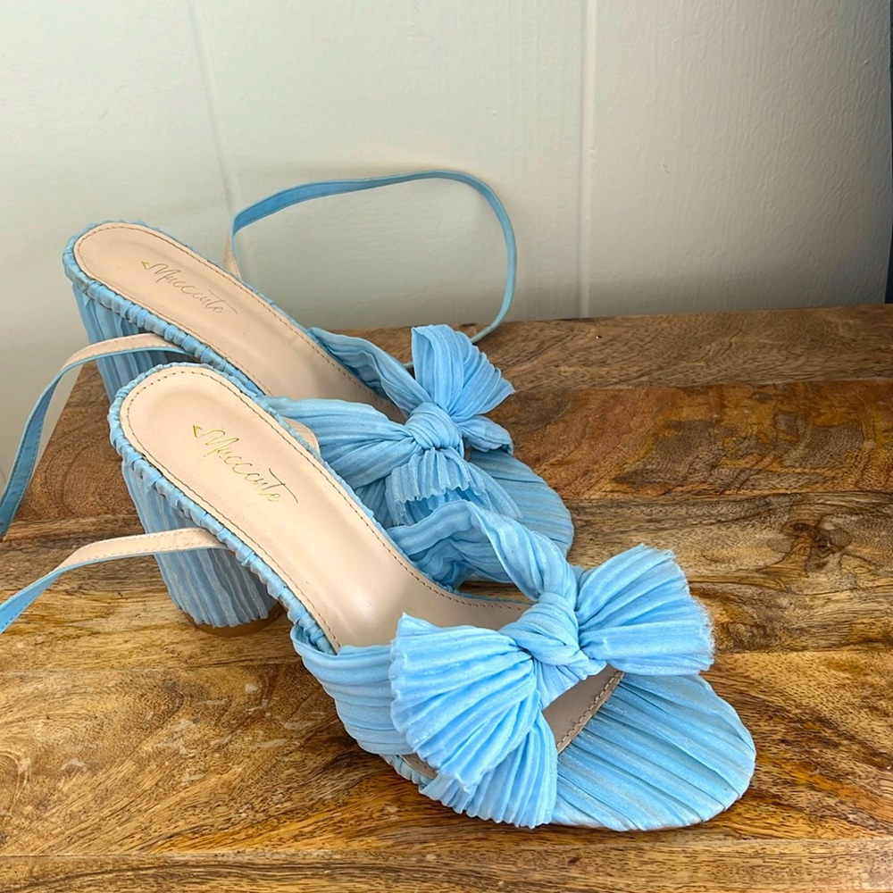 Bow Knot Heeled Sandals Ankle Buckle Strap Chunky Heeled Open-toe Comfortable